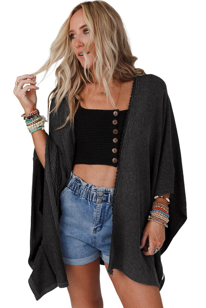 Zwarte oversized kimono met kanten rand