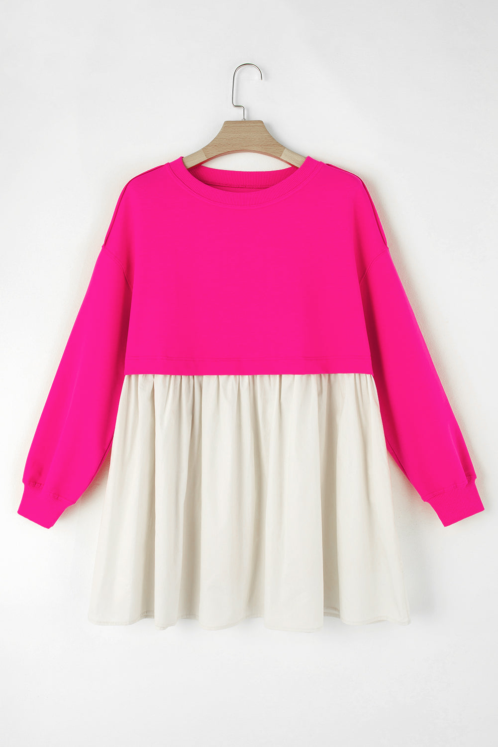 Roze rode sweatshirt poplin mini-jurk