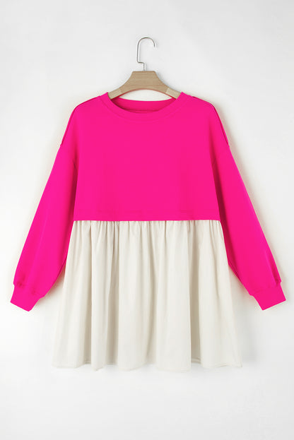 Roze rode sweatshirt poplin mini-jurk