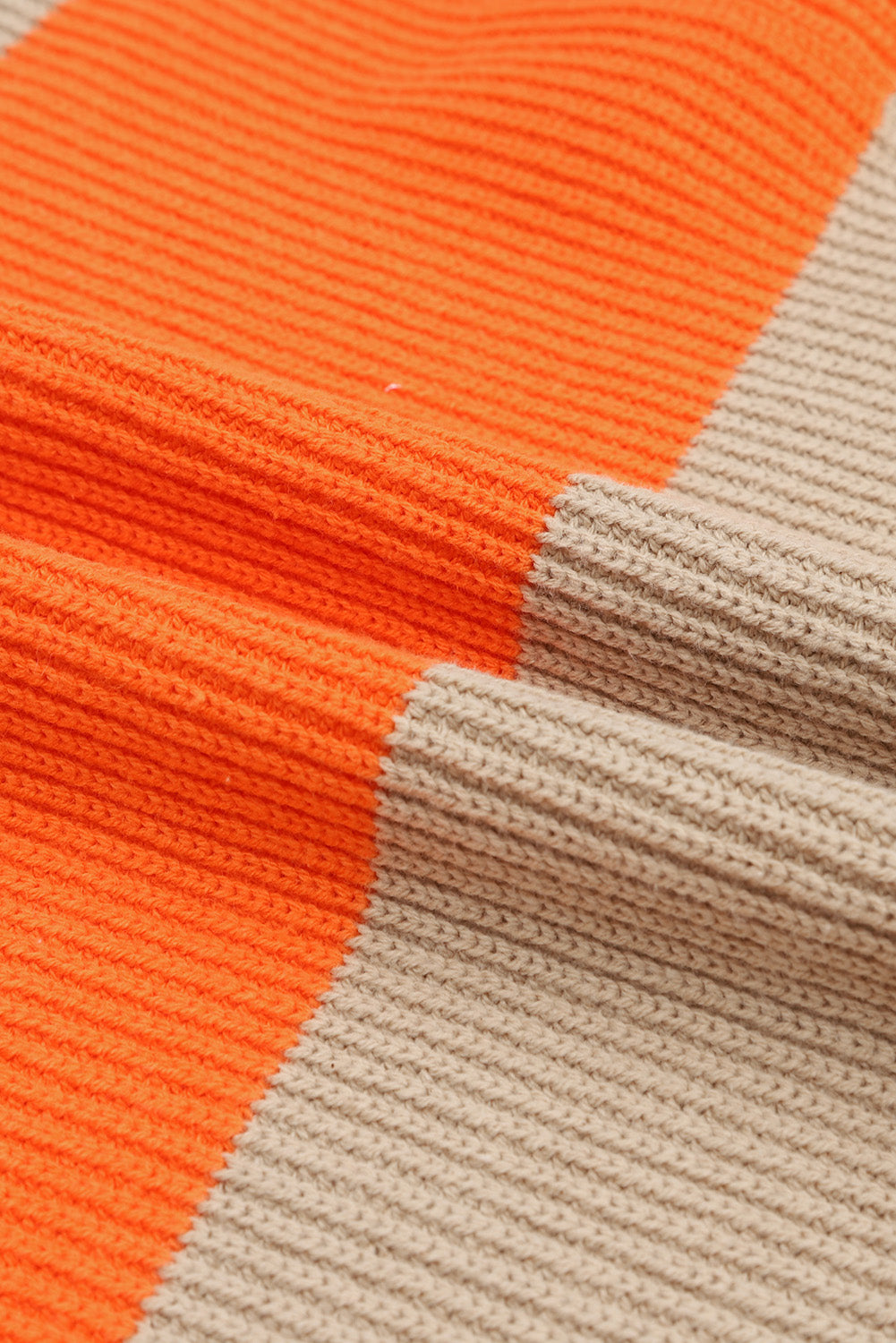 Oranje colorblock geribbeld gebreid vest