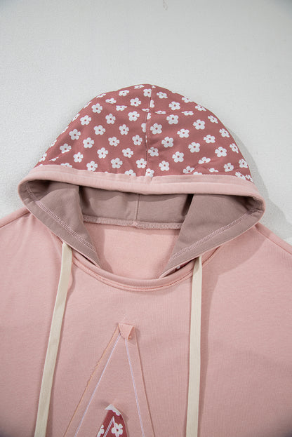 Delicaty Star Patch grafische bloemenkleurblok Drawstring plus size hoodie