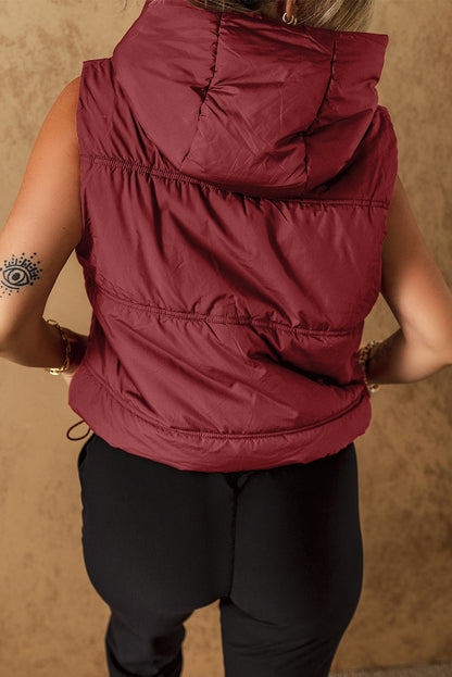 Klei Zip-up Zijzakken Capuchon Puffer Vest