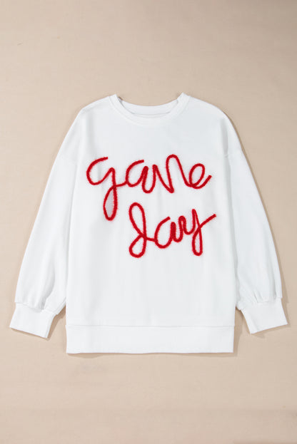 White Plus Size Game Day Tinsel Rugby voetbalseizoen Sweatshirt