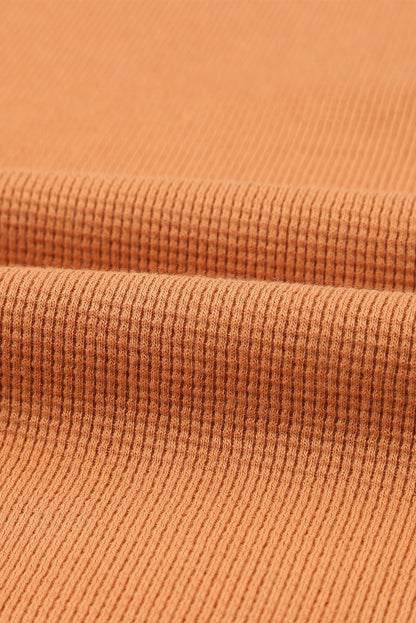 Oranje wafelgebreide Henley-top