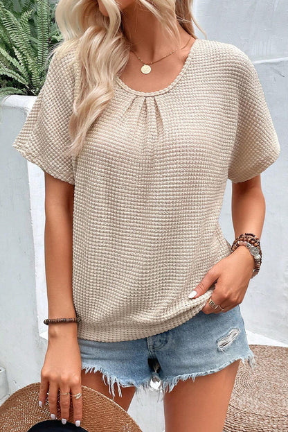 Oatmeal Guipure Lace Patch Textured T-shirt