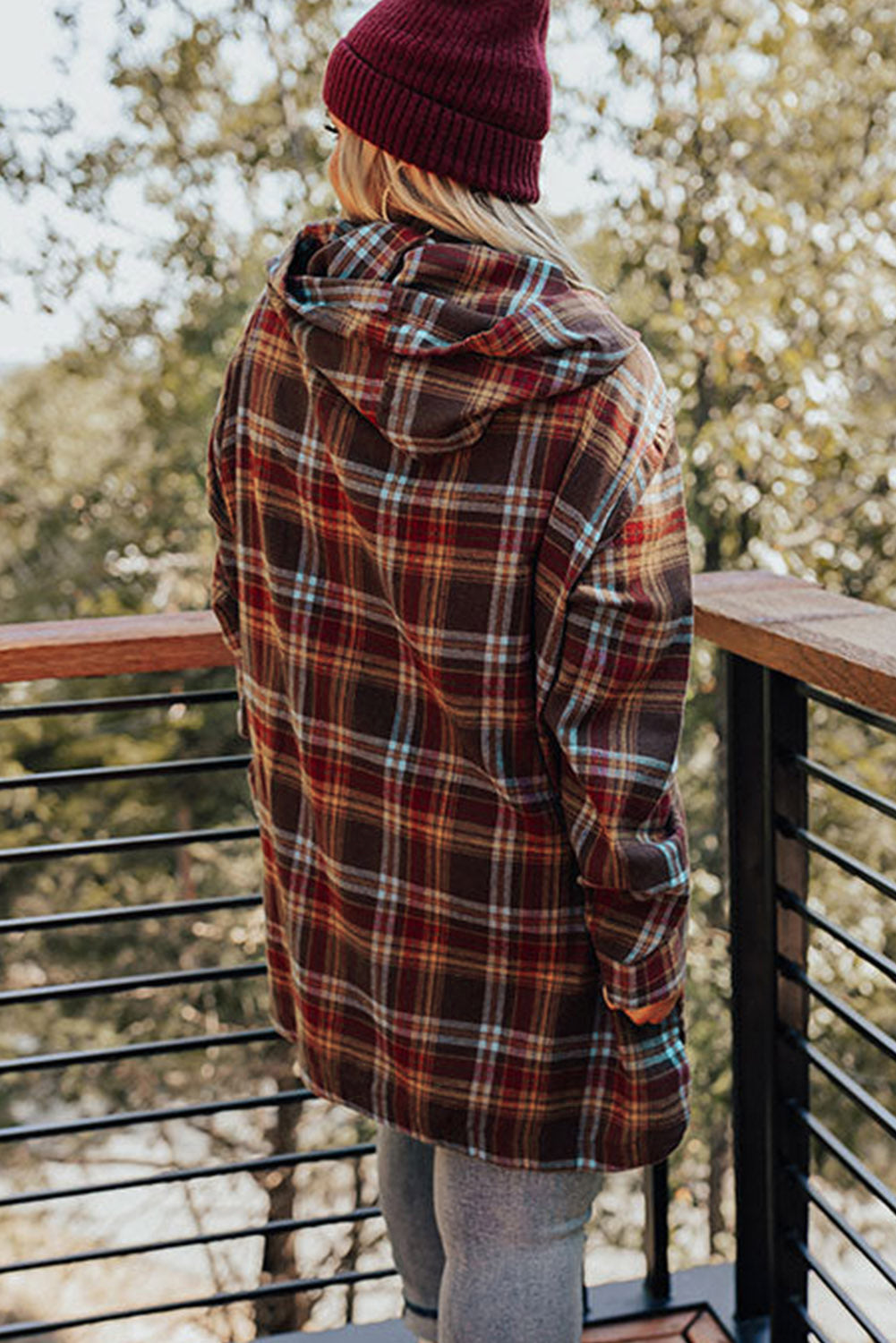 Fiery Red Plus Size Plaid Kangaroo Pocket Drawstring Hoodie