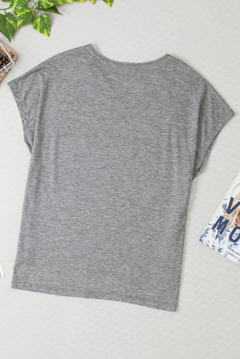 Grijs gehaakt oversized T-shirt met kantdetail