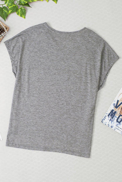 Grijs gehaakt oversized T-shirt met kantdetail