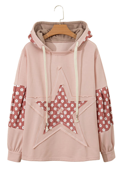 Delicatesse Floral Patchwork Sterpatroon Trekkoord Hoodie