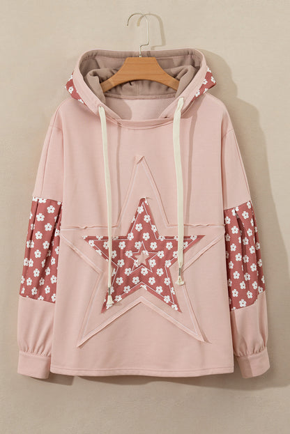 Delicatesse Floral Patchwork Sterpatroon Trekkoord Hoodie