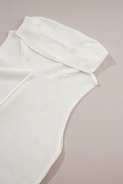 White Central Seam Cowl Neck Sweater Vest