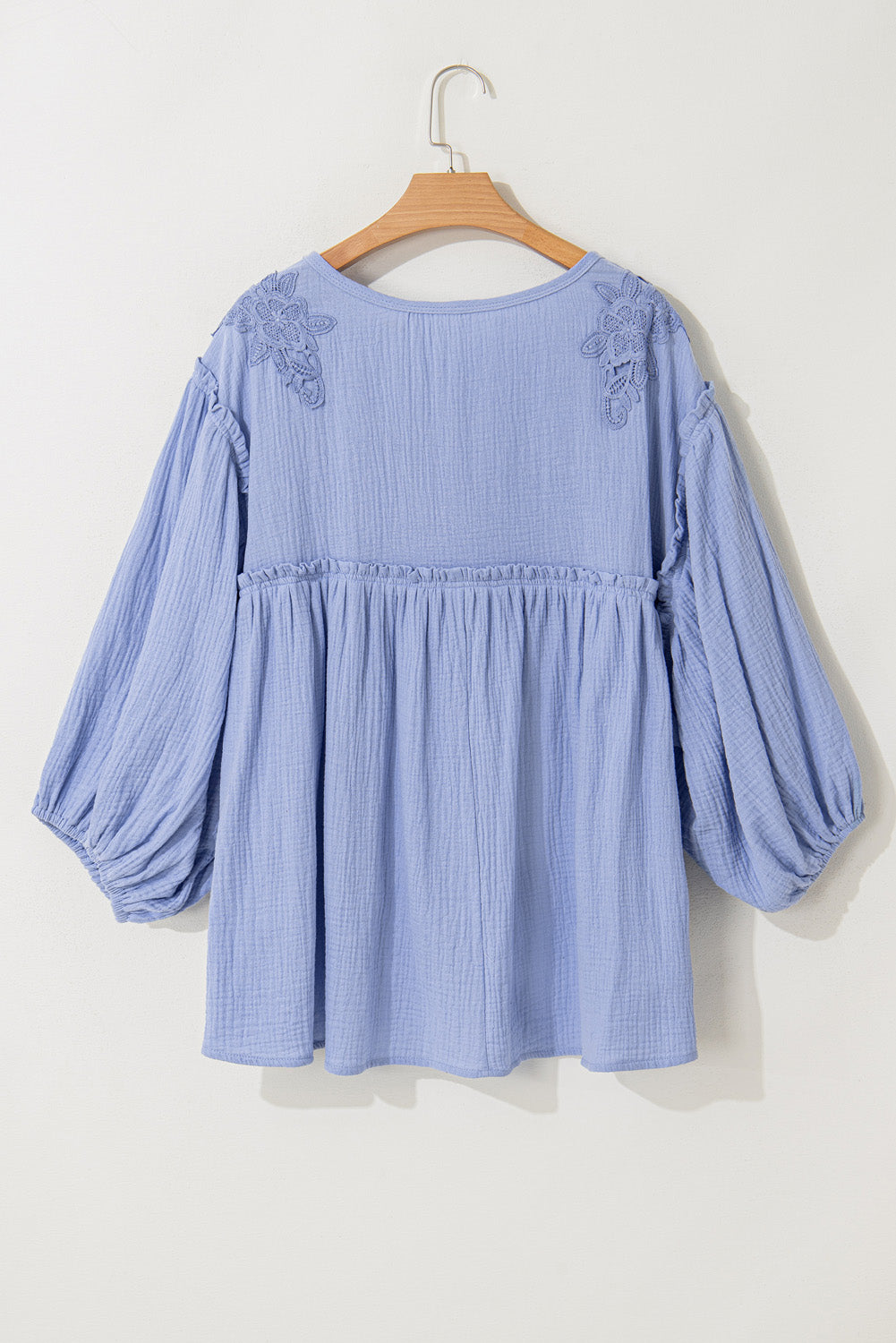 Beau Blue Plus Size Haakarmband Mouw Babydoll Blouse