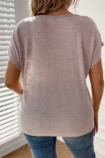 Delicatesse Plus Size T-shirt met knoopdetail en vleermuismouw