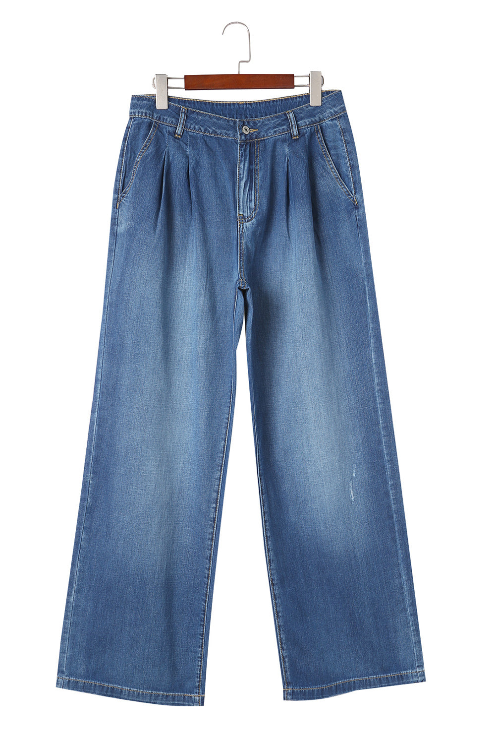 Blauwe slouchy jeans met wijde pijpen