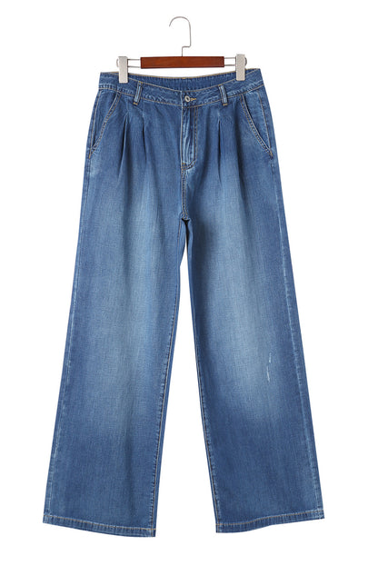 Blauwe slouchy jeans met wijde pijpen