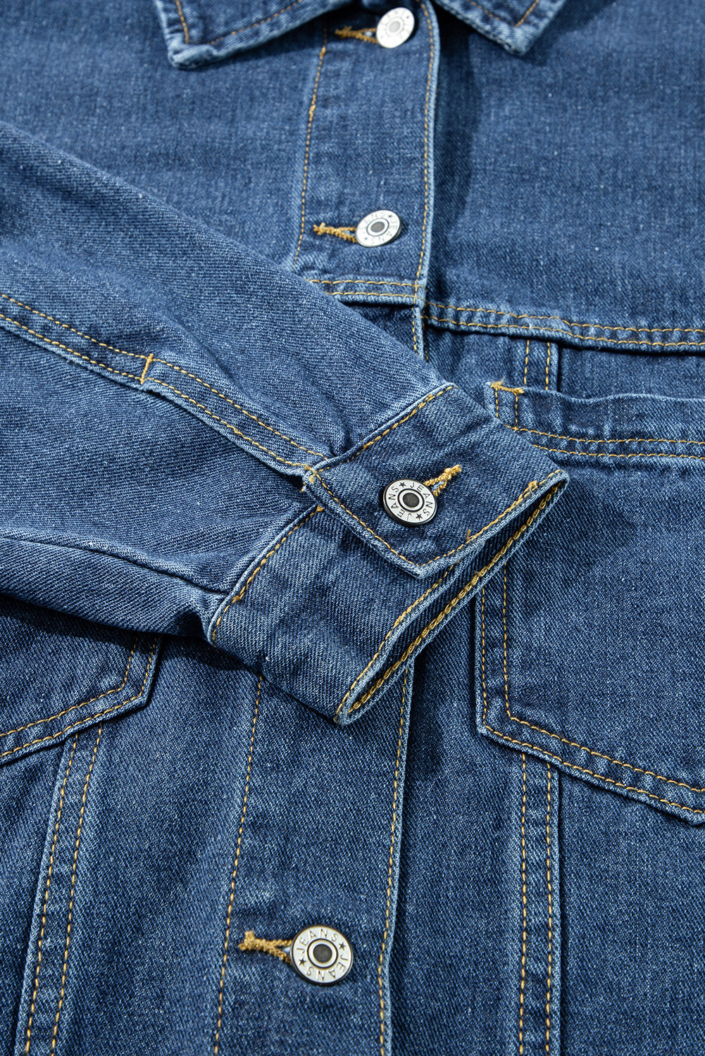 Donkerblauw gewassen oversized denim jack met zakken