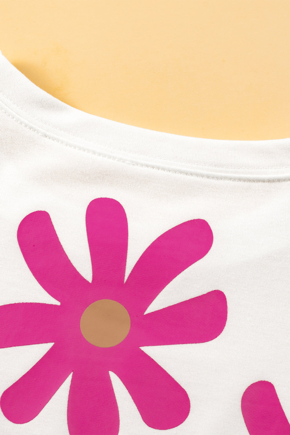 White Daisy Flower Printed Casual T Shirt