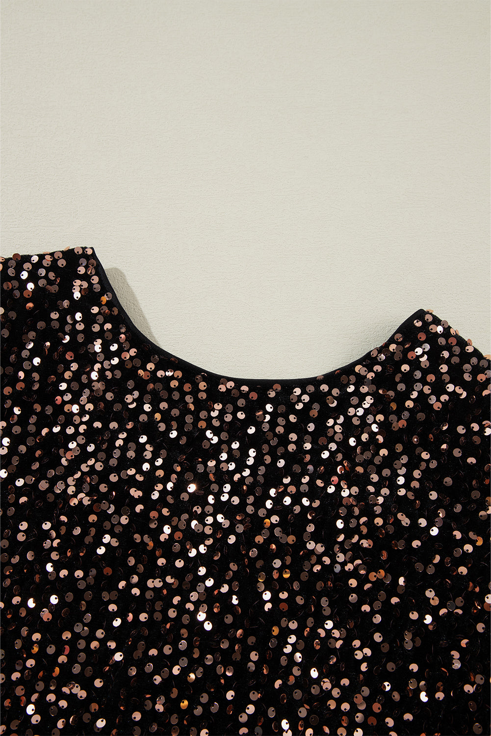 Chicory Coffee Sequin Long Sleeve Cutout Back Top