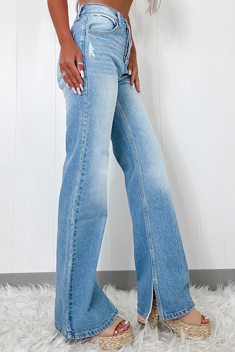 Myosotis High Rise Shift Slit been rechte jeans