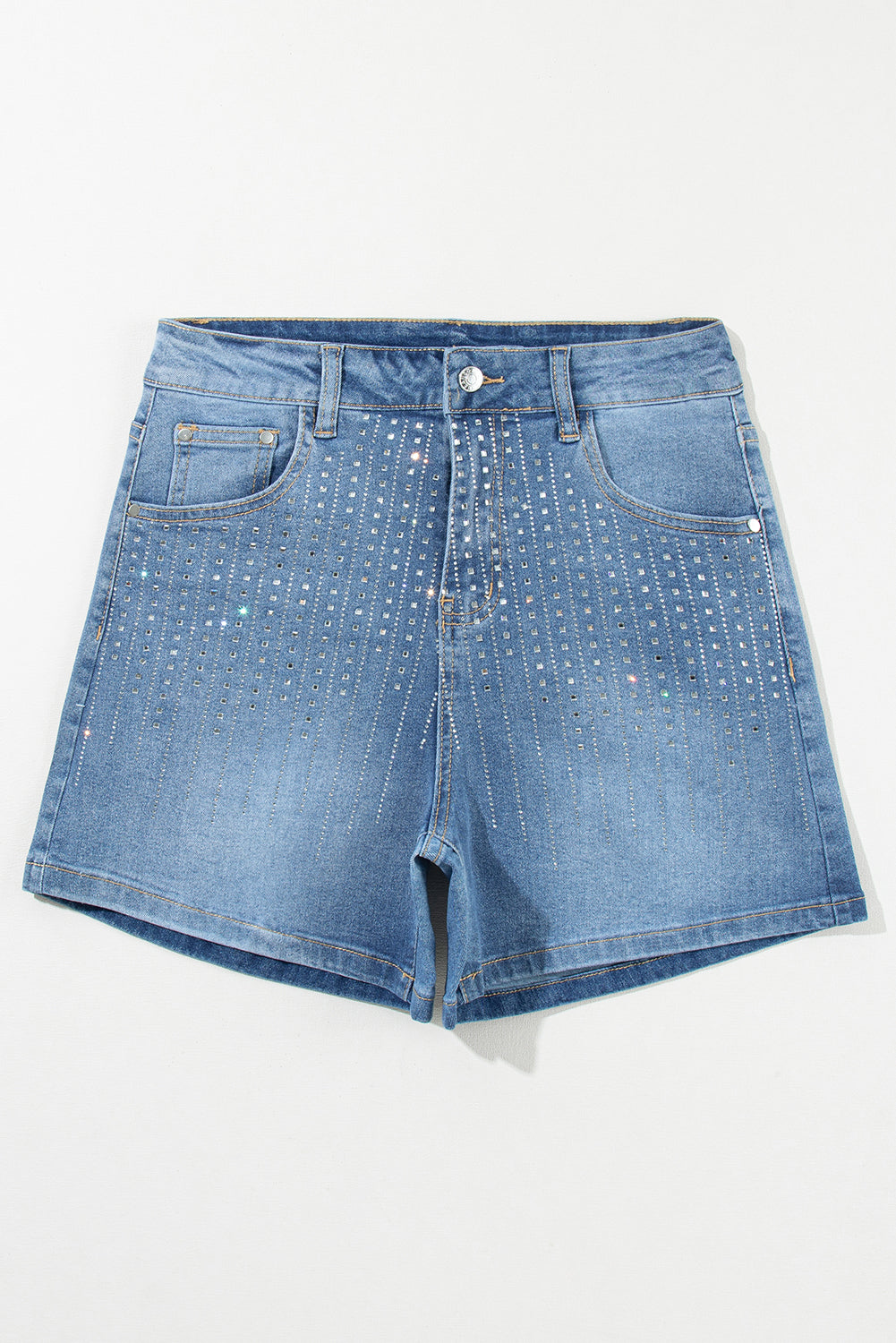 Ashleigh blauwe strass verfraaide denim shorts