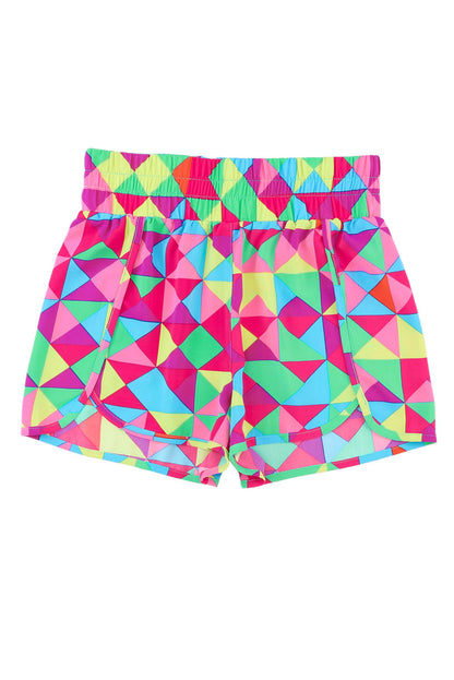 Veelkleurige geometrische atletische shorts met hoge taille