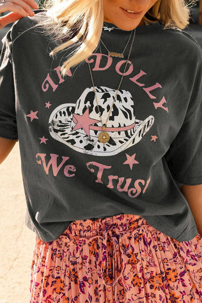 Grijs WIJ VERTROUWEN IN DOLLY Western Fashion grafisch T-shirt