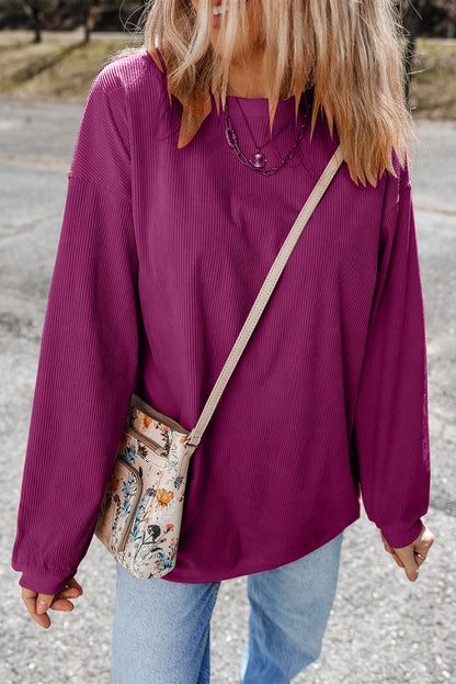 Festival Fuchsia geribbeld corduroy oversized sweatshirt