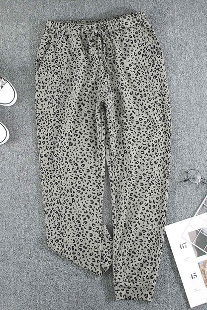 Khaki Breezy Leopard Joggers