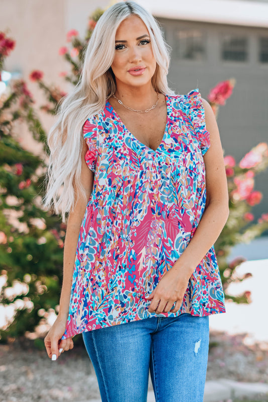 Tanktop met V-hals en Boho-patroonprint