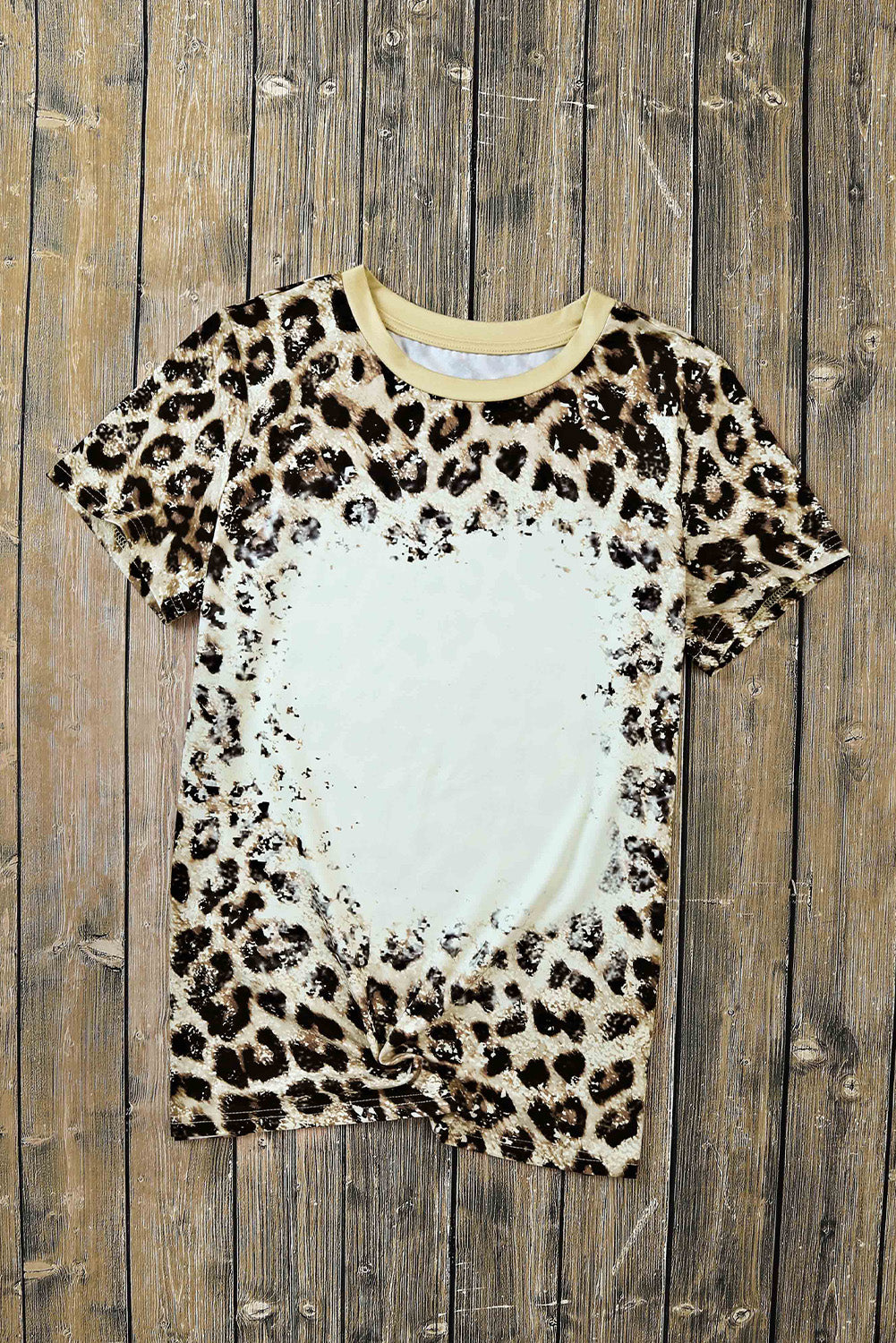 Leopard Bleached O-neck T Shirt