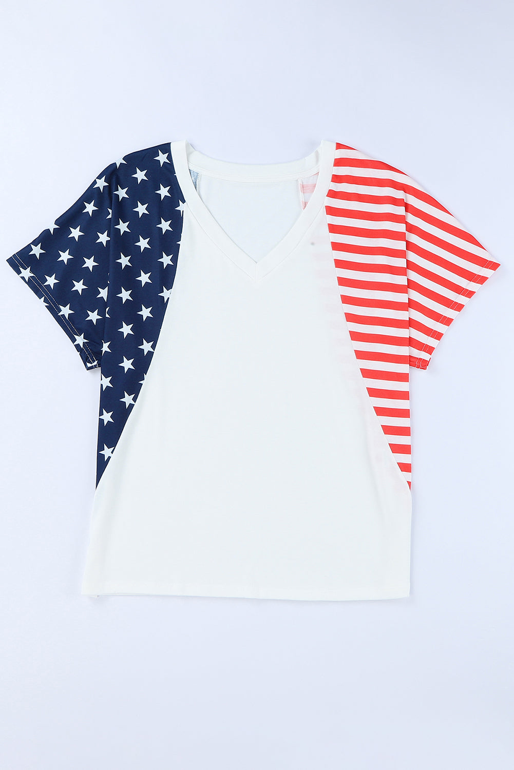 Wit het Amerikaanse Stars and Stripes T-shirt met V-hals