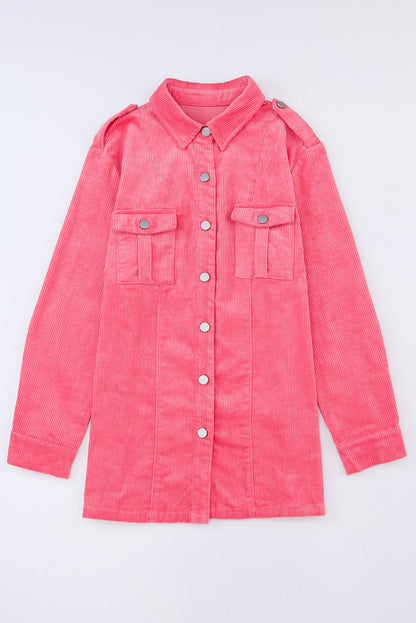 Roze corduroy jack met klepzak en knoopjes