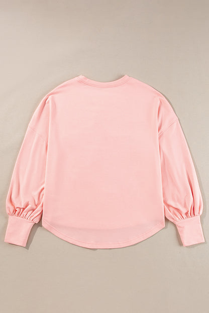 Gossamer Pink Studded Star Grafisch oversized top met lange mouwen