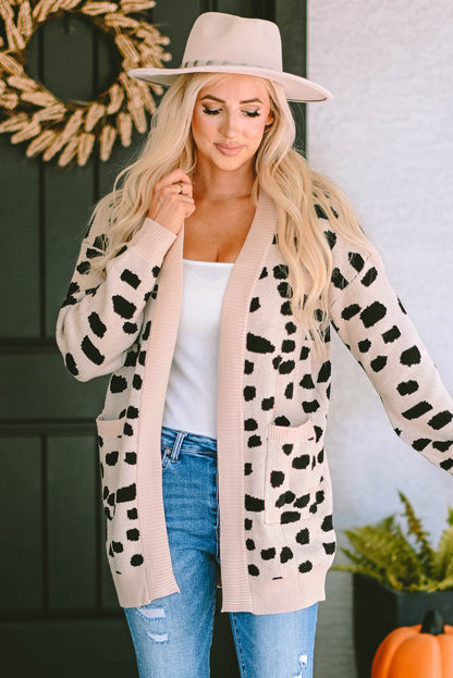 Leopard  Animal Spotted Pattern Open Front Cardigan