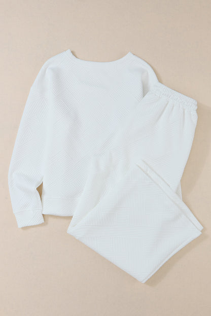 Witte ultra losse getextureerde 2-delige slouchy outfit