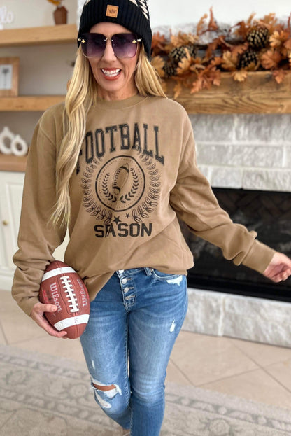 Khaki Rugby VOETBAL SEIZOEN Grafische Game Day Sweatshirt