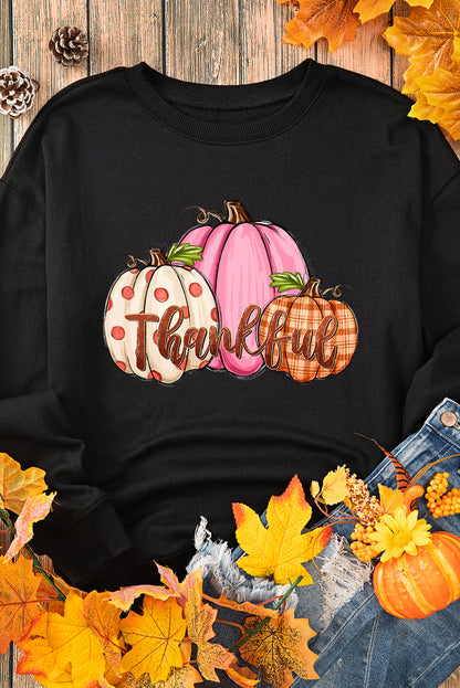 Zwarte pompoen dankbaar druppel schouder Thanksgiving pullover sweatshirt