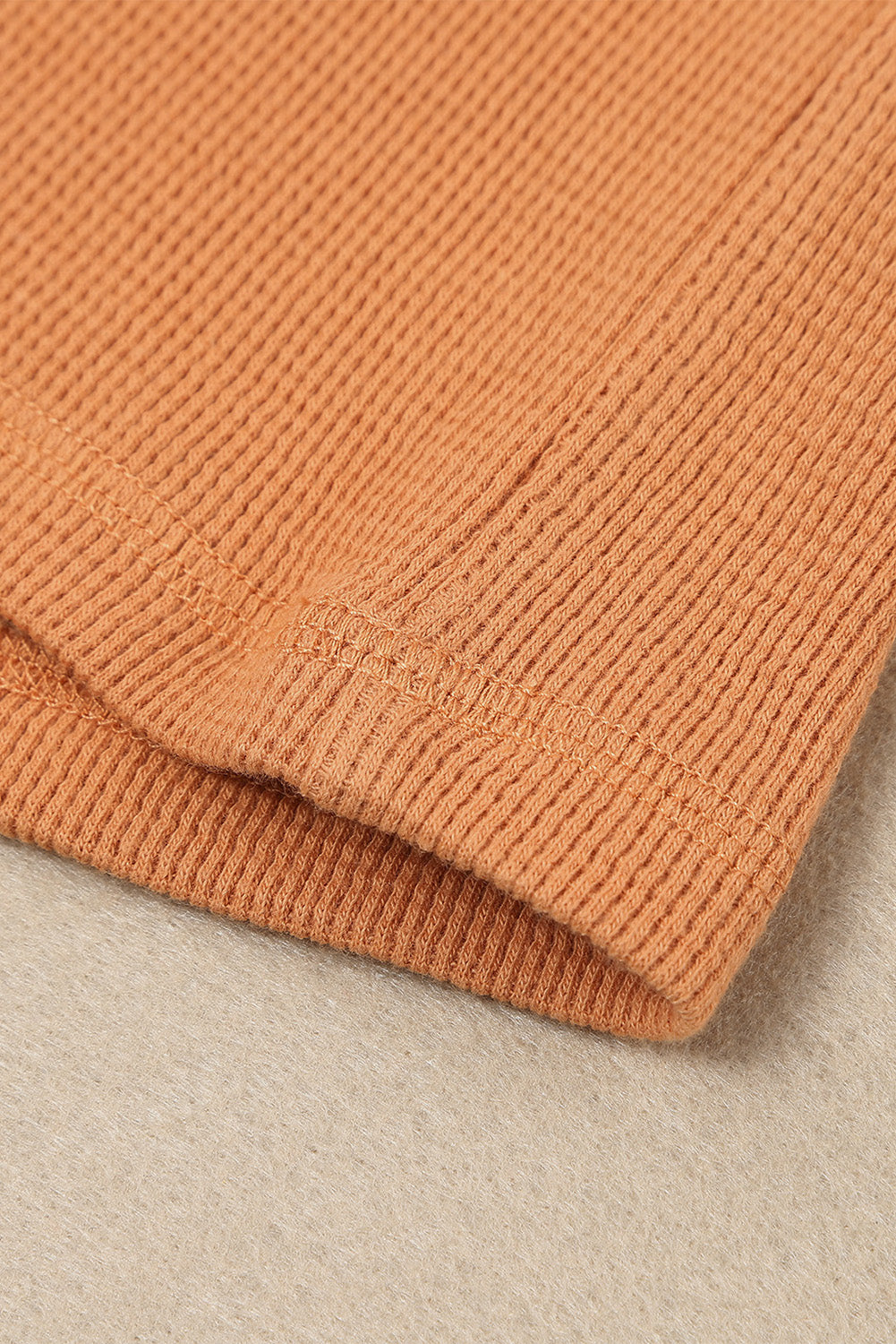 Oranje wafelgebreide Henley-top