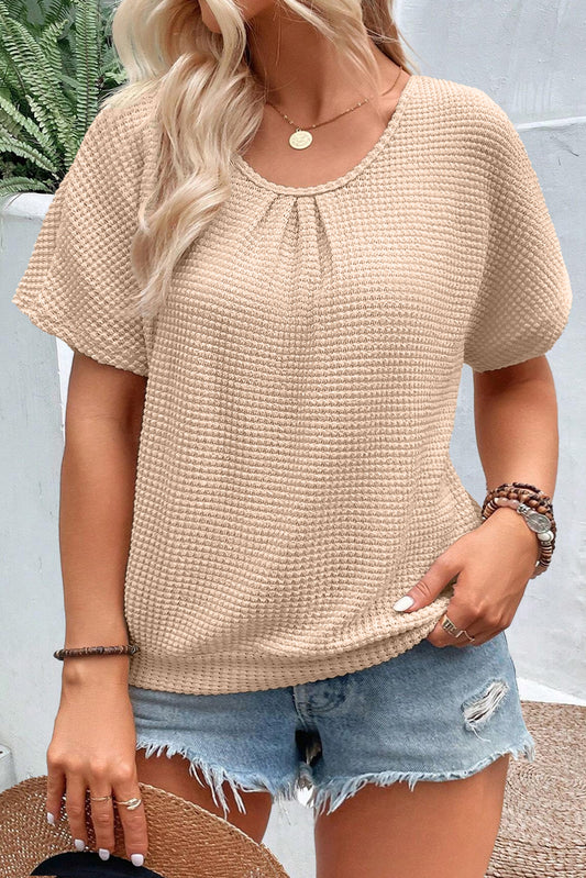 Beige guipurekant inzetstuk met textuur, grote maat T-shirt