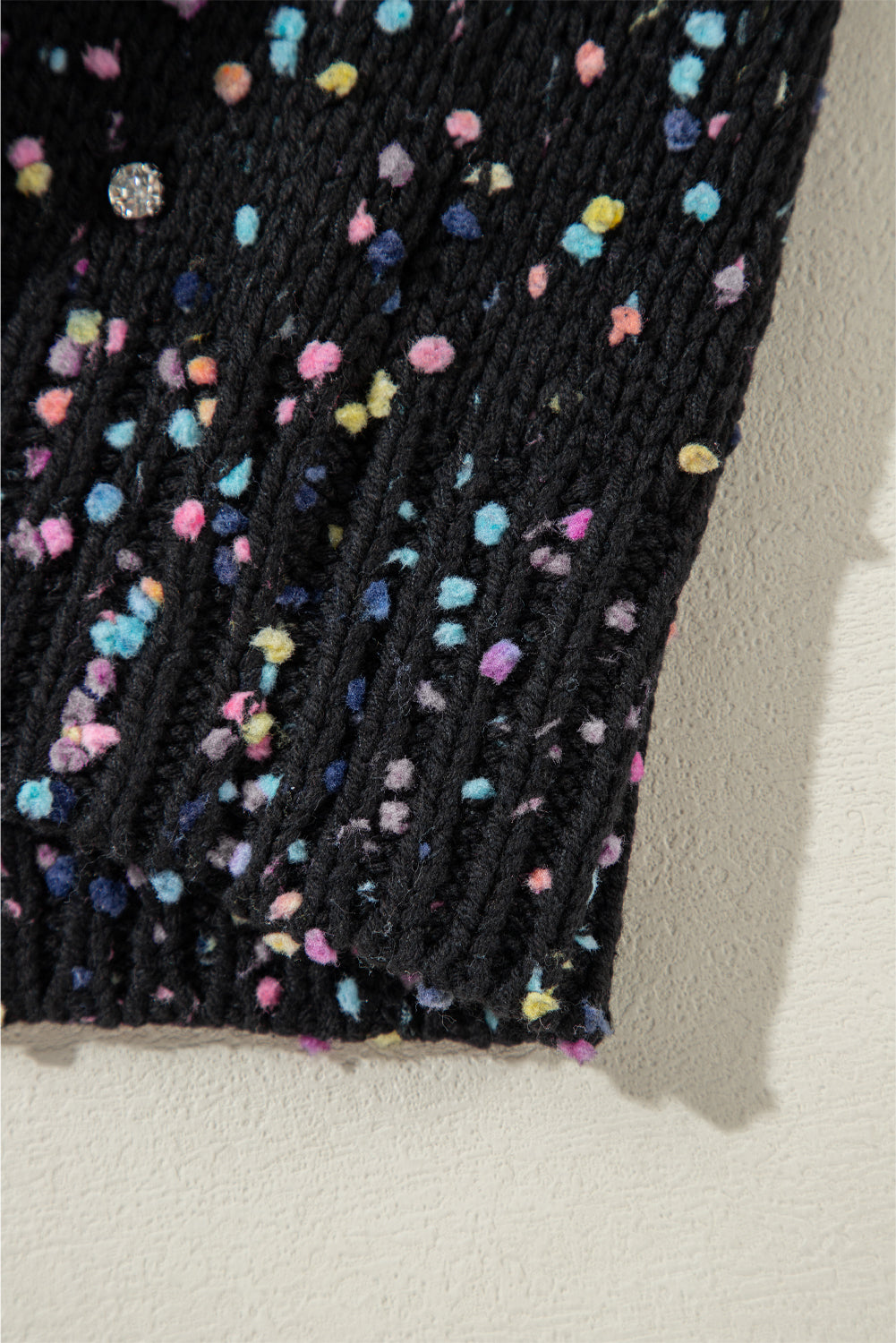 Black Multicolor Confetti Sweater Cardigan