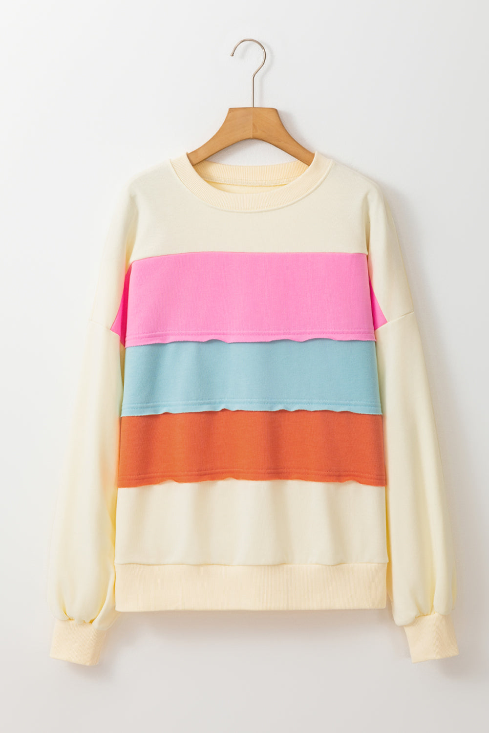 Witte Colorblock Patchwork Crewneck Drop Shoulder Sweatshirt