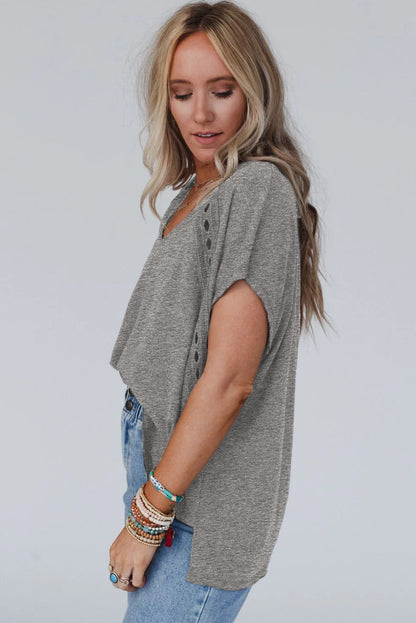 Grijs gehaakt oversized T-shirt met kantdetail