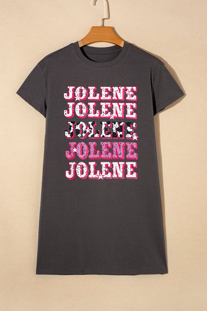 Donkergrijs JOLENE Tuniek-T-shirt met ronde hals en grafische print