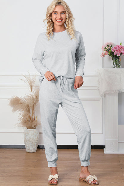 Grijze loungeset met trui en joggingbroek met lange mouwen