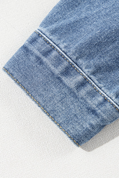 Lichtblauw gewassen oversized denim jack met zakken