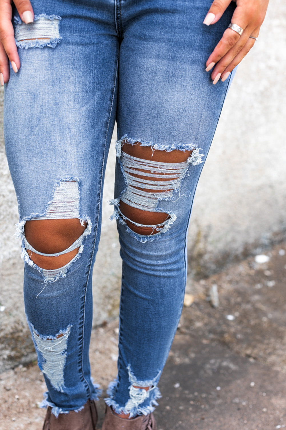 Hemelsblauwe skinny jeans met hoge taille