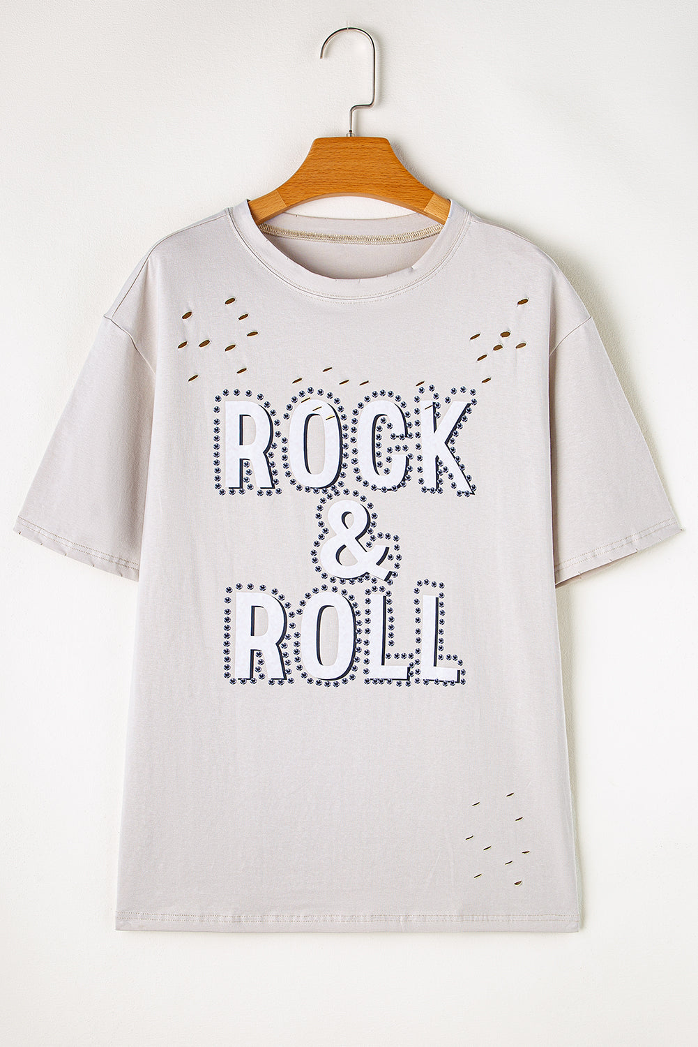 Grijs Rock &amp; Roll grafisch noodlijdend vintage T-shirt