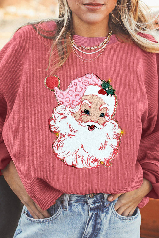 Aardbeienroze kerstman-sweatshirt met koord en ronde hals