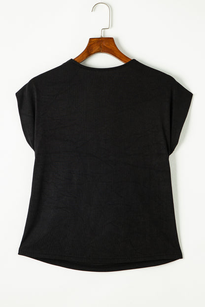 Black Cowl Neck Bat Sleeve T Shirt