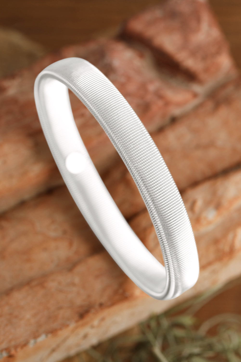 Silvery Stretchy Plated Metal Wide Bangle